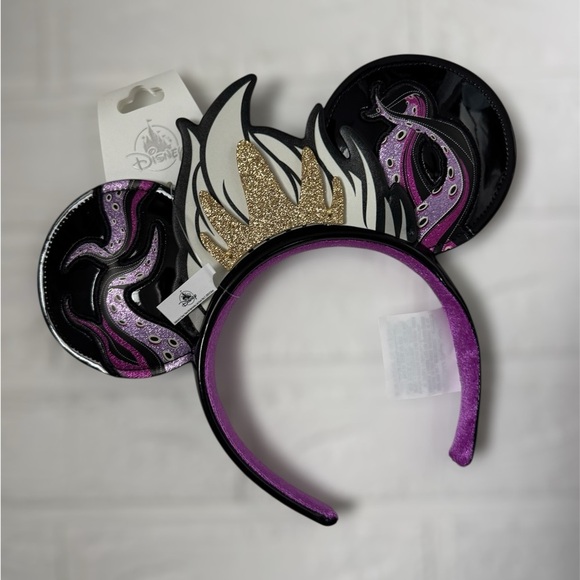 New Disney Ears Ursula Little Mermaid Black Purple Gold Glitter Headband main image 7